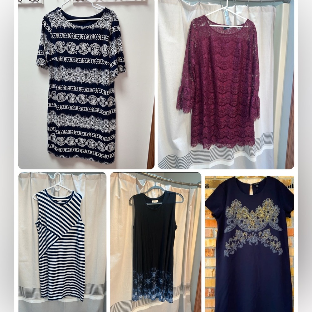5 Dress Bundle size XL-Liz Claiborne, Worthington, R&K, Roz & Ali, Style&Co